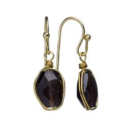 Earrings single drop smokey quartz