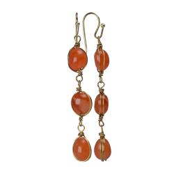 Earrings double drop carnelian