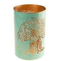 T-lite holder, metal die cut, turquoise tree, 15cm height