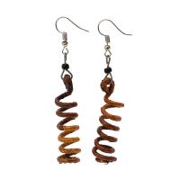 Earrings banana leaf spiral design brown