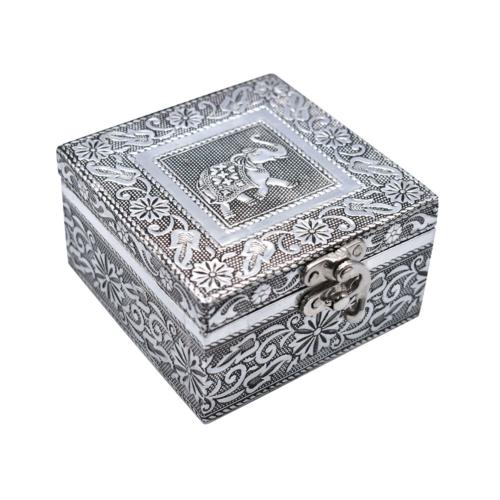 Jewellery/trinket box, aluminium elephant design, 10x6x10cm