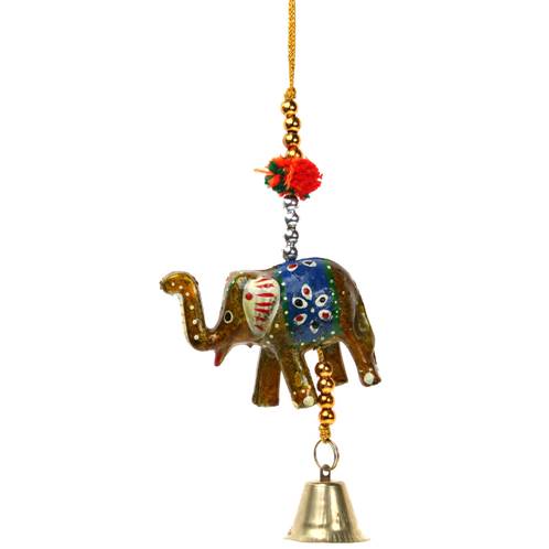 Hanging, gold colour elephant, with bell