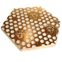Trivet, mango wood honeycomb design