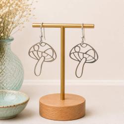 Earrings, Silver Colour, Cut-out Toadstool