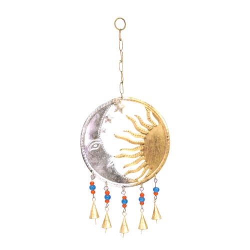 Hanging Windchime Sun and Moon Recycled Metal