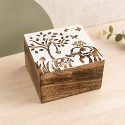 Elephant Keepsake Box Mango Wood 10 x 10cm