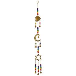 Hanging windchime with Chakra Beads, Sun Moon Star, recycled brass 6 x 65cm