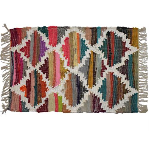 Dhurrie rug, recycled cotton & polyester Moroccan style handwoven 120x180cm