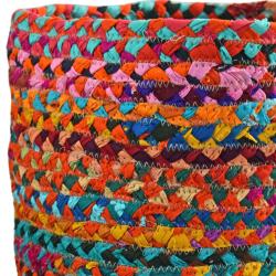 Basket plaited recycled sari material, multicoloured 20 x 20cm