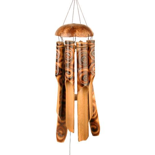 Bamboo windchime burnt swirls 109cm