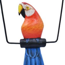 Hanging Ornament Parrot on Perch, Albesia Wood 19 x 30cm