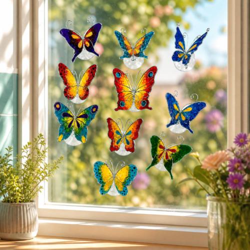 Box of 10 assorted suncatcher butterflies with window sucker