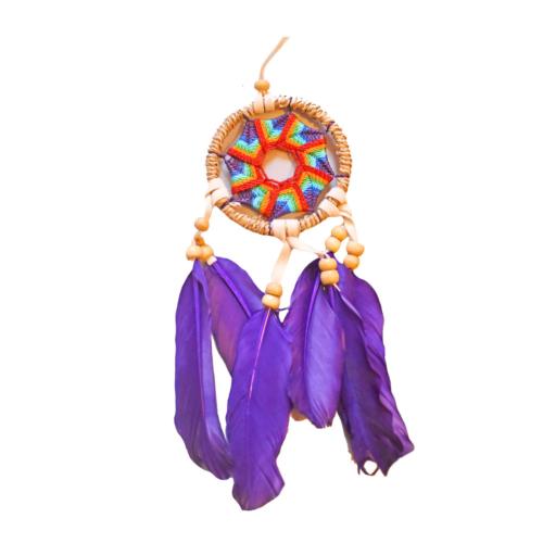 Dreamcatcher Multicoloured Purple Feathers 6cm diameter