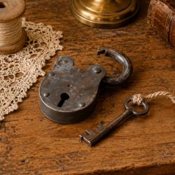 Single Upcycled Padlock with Key Approx 4 x 7 x 2xm