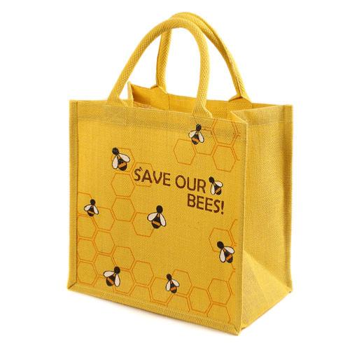 Jute shopping bag, yellow Save Our Bees