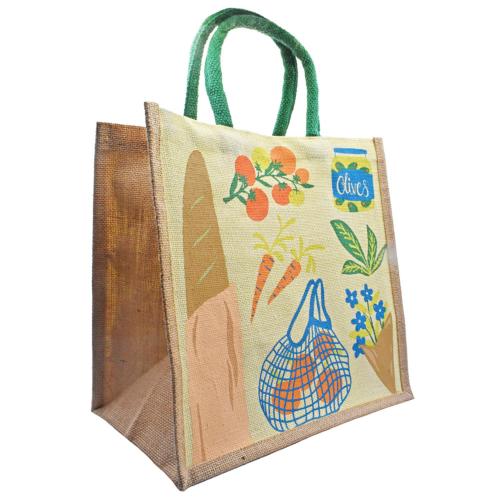 Jute Shopping Bag, At the Greengrocer's 30x30cm