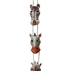 Hanging Mobile Albesia Wood Cat Zebra Giraffe Elephant
