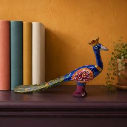 Blue Peacock Ornament Recycled Plastic 21 × 4 × 12cm