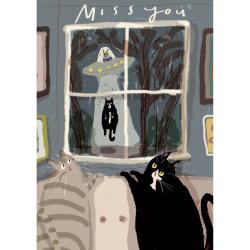 Greetings card "Miss You" Cats 12x17cm