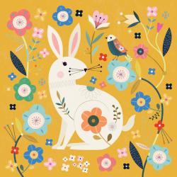 Greetings card "Folk Art Rabbit" 16x16cm