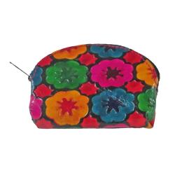 Purse Leather, Floral Multicolour 8.5 x 7.5cm