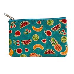 Leather coin rectangular purse, fruits design, 14x9cm