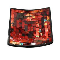 Candle plate, mosaic, 15cm red