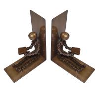 Bike chain bookends, sitting figures