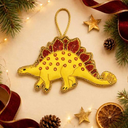 Hanging Decoration Embroidered Stegosaurus Yellow