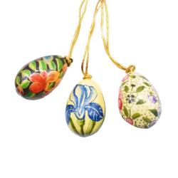 Hanging Egg Decoration Floral Assorted Papier Maché 4cm