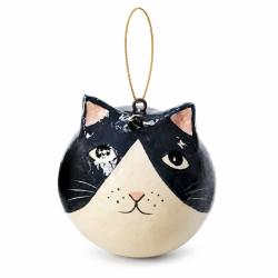 Cat Hanging Decoration Papier Mâché Black 5cm
