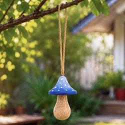 Handcrafted Blue Woodland Toadstool Hanging Decoration