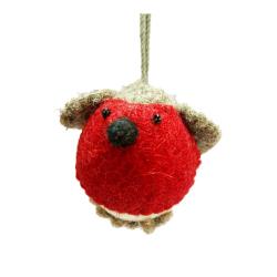 Hanging Decoration Handcrafted Felt Robin 13x13cm