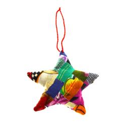 Hanging decoration, star, recycled sari silk