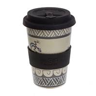 Reusable travel cup, biodegradable, gecko & dragonfly