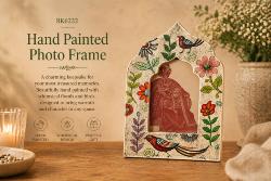 Photo Frame Hand Painted Wood Floral Arched 4x6 inch Photo