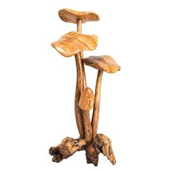 Hand-Carved Four Toadstool Sculpture (36cm)
