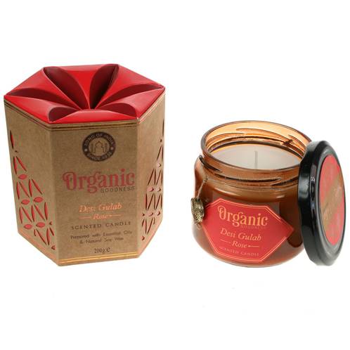 Soy candle Organic Goodness, Desi Gulab Rose, in glass jar