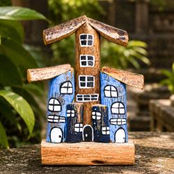 Blue Beach Houses Decoration Driftwood