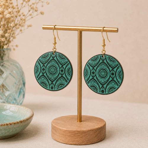 Earrings round metal light turquoise
