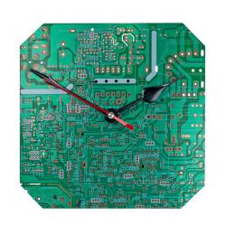 Clock, recycled circuit board, 18x18cm