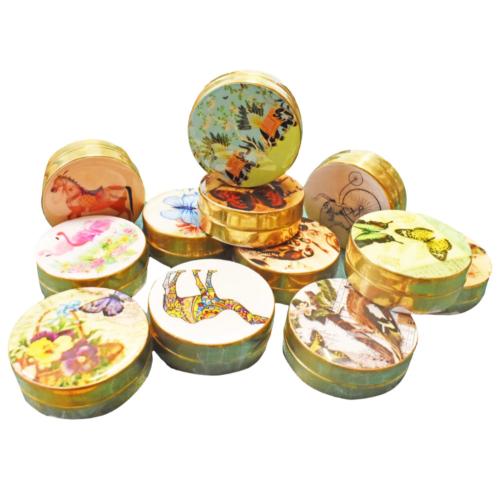 Set of 10 Pill Boxes Assorted Designs Retro