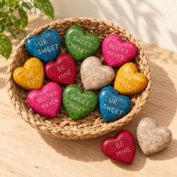 Love pebbles, set of 12, six different designs