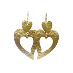 Earrings Hand-beaten Brass Hearts