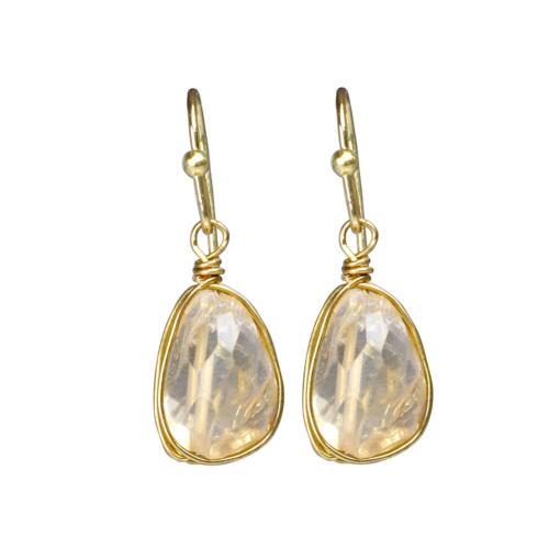 Earrings single drop citrine