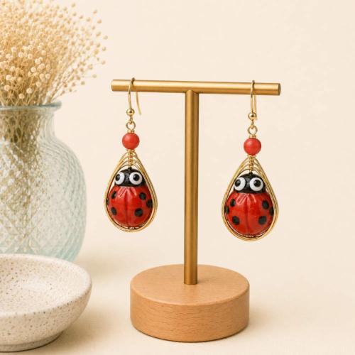 Earrings Glass Ladybird