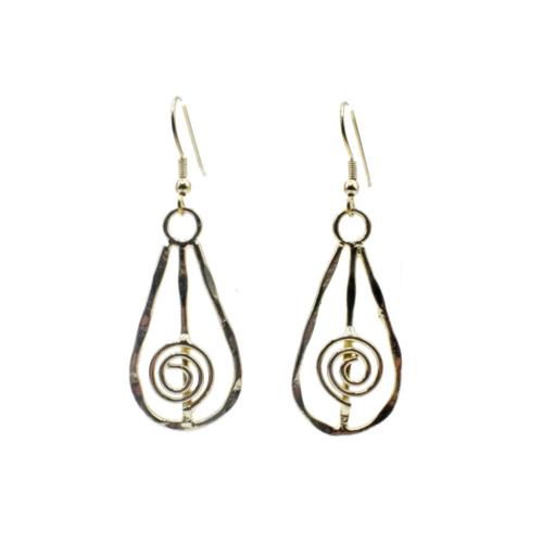 Earrings Gold Colour Coil Teardrop