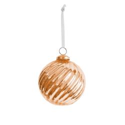 Glass Bauble Round Swirly Pattern 10cm Copper Colour