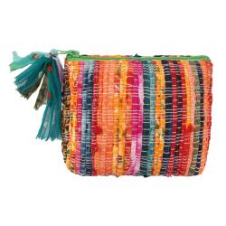 Rag Chindi Pouch Bag Recycled Sari 23 x 6 x 15cm