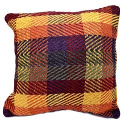 Cushion Cover Recycled Cotton Blend Autumn Colours Check 40 x 40cm